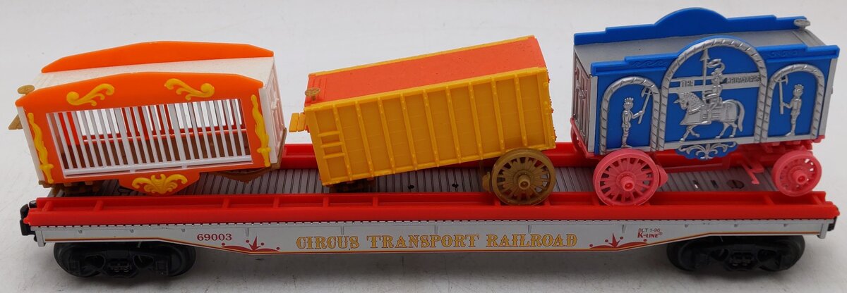 K-Line K-69003 O Gauge Circus Transport Railway Flatcar #69003 with Wagons VG/Box