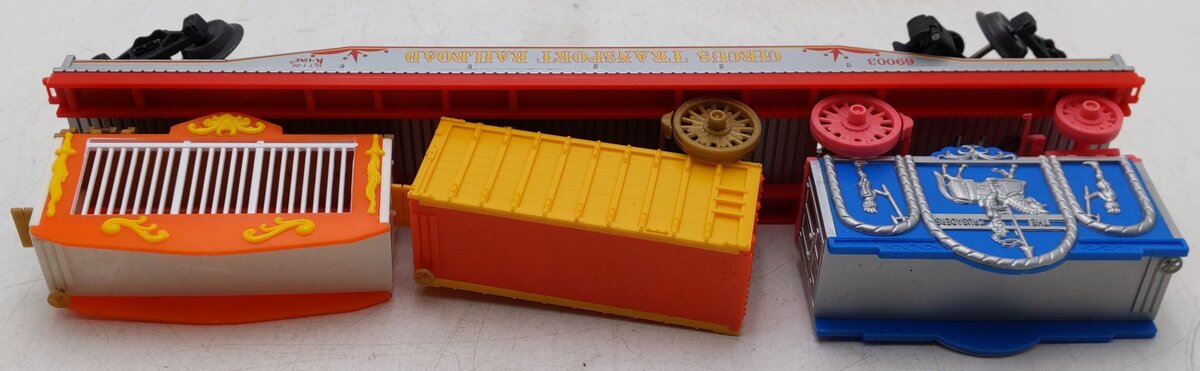 K-Line K-69003 O Gauge Circus Transport Railway Flatcar #69003 with Wagons VG/Box