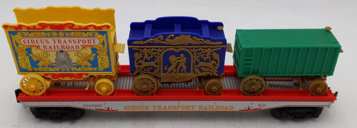 K-Line K691-5303 O Gauge Circus Flatcar w/ 3 Circus Wagons EX/Box