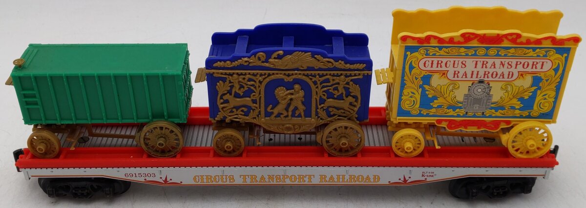 K-Line K691-5303 O Gauge Circus Flatcar w/ 3 Circus Wagons EX/Box