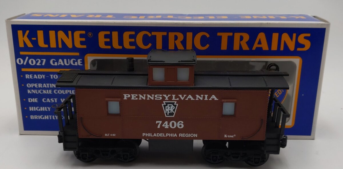 K-Line K7406 O Gauge Pennsylvania Caboose w/Smoke & Lights EX/Box