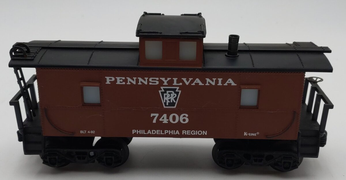 K-Line K7406 O Gauge Pennsylvania Caboose w/Smoke & Lights EX/Box