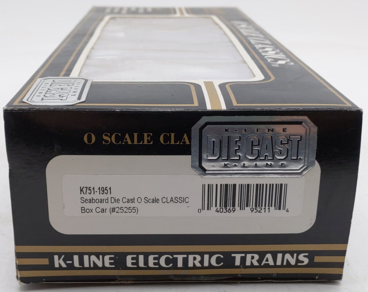K-Line K751-1951 O Gauge Seaboard Diecast Box Car #25255 VG/Box