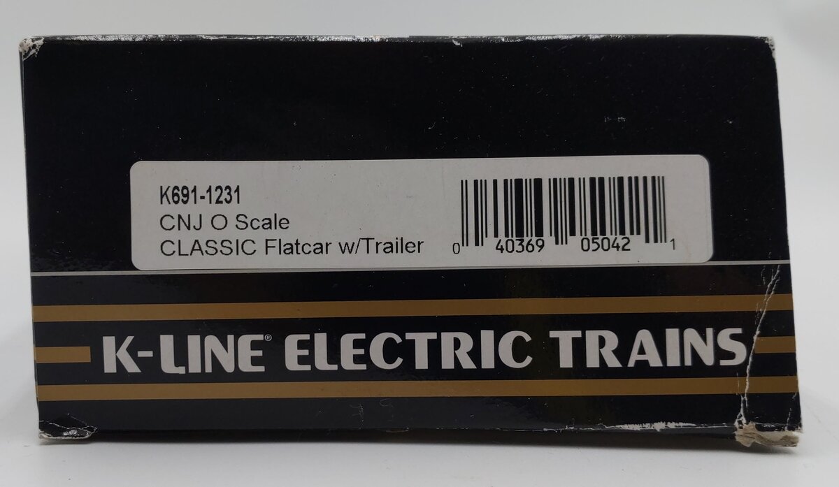 K-Line K691-1231 O Gauge Central New Jersey Flatcar w/Trailer LN/Box