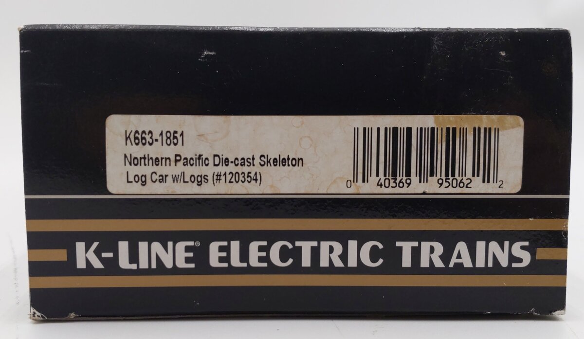 K-Line K663-1851 NP Diecast Skeleton Log Car w/6 Logs LN/Box