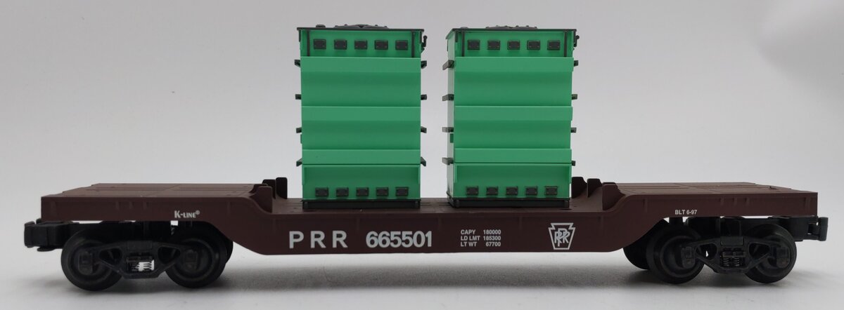 K-Line K665501 O Gauge Pennsylvania Depressed Center Flatcar w/ 2 Transformers EX/Box