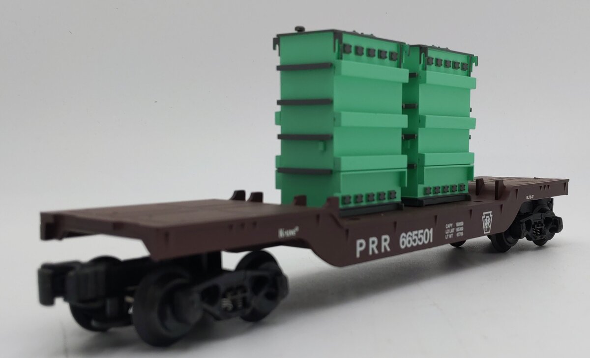 K-Line K665501 O Gauge Pennsylvania Depressed Center Flatcar w/ 2 Transformers EX/Box