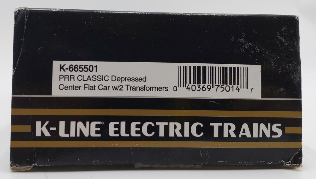 K-Line K665501 O Gauge Pennsylvania Depressed Center Flatcar w/ 2 Transformers EX/Box