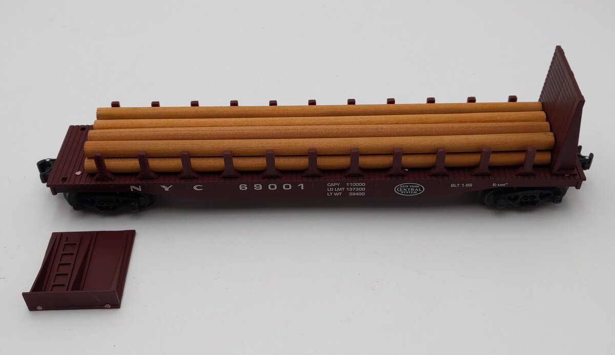 K-Line K69001 O Gauge New York Central Classic Flat Car with Stakes EX/Box