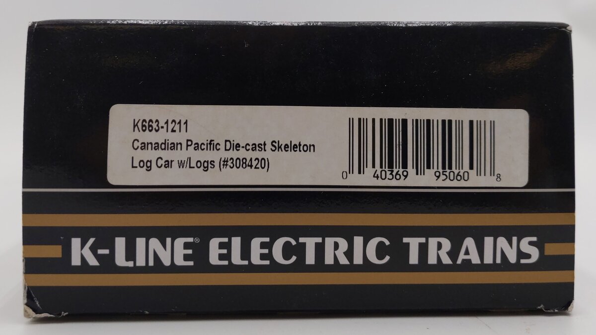 K-Line K663-1211 Canadian Pacific Skeleton Log Car w/log #308420 LN/Box