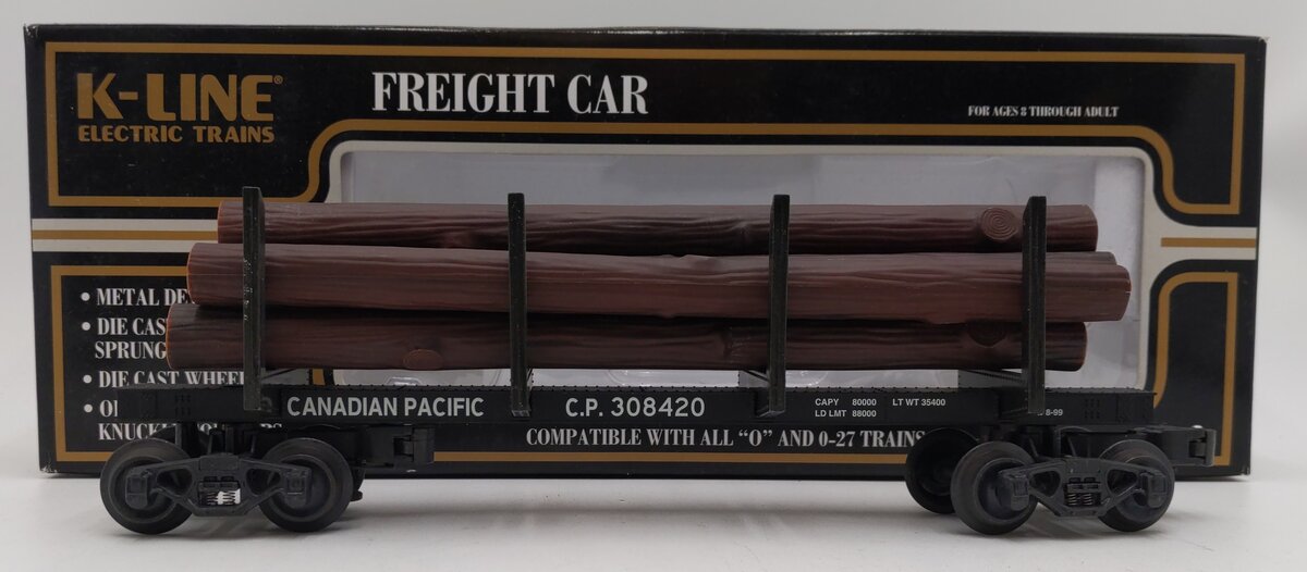K-Line K663-1211 Canadian Pacific Skeleton Log Car w/log #308420 LN/Box