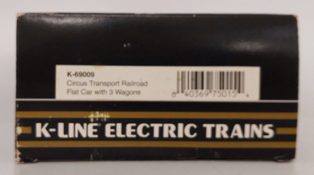 K-Line K-69009 O Gauge Circus Flatcar w/3 Circus Wagons EX/Box