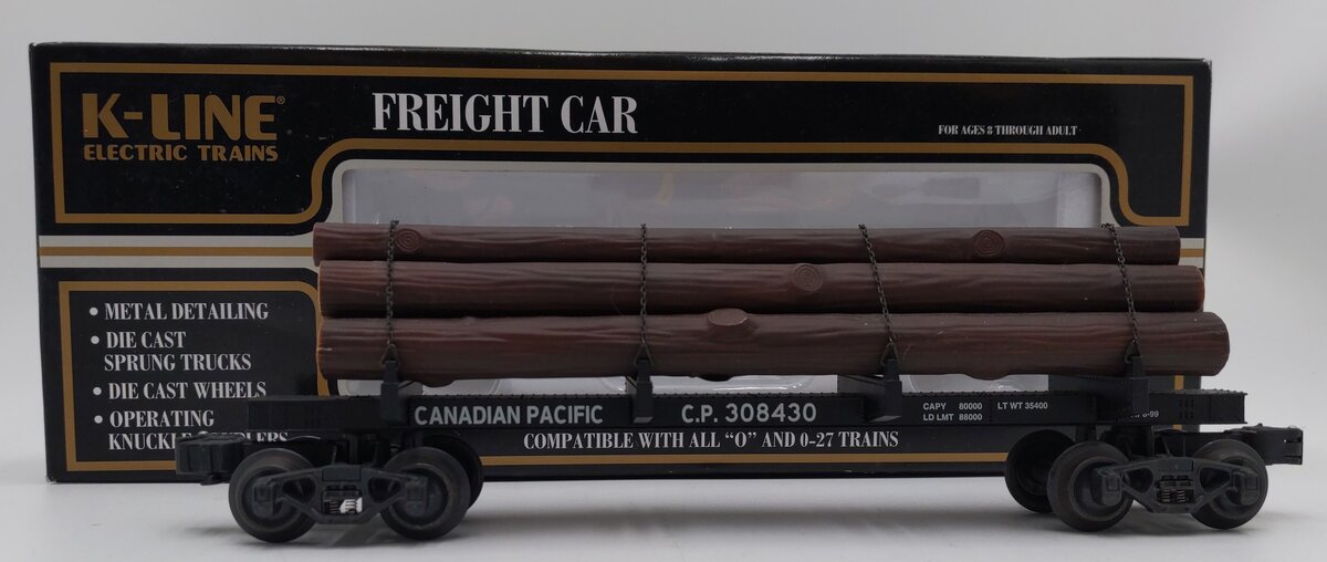 K-Line K663-1212 Canadian Pacific Skeleton Car w/Logs #308430 LN/Box