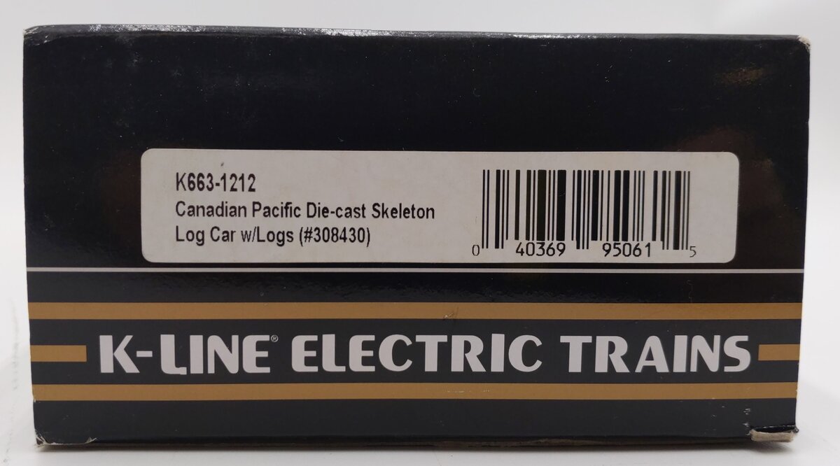 K-Line K663-1212 Canadian Pacific Skeleton Car w/Logs #308430 LN/Box