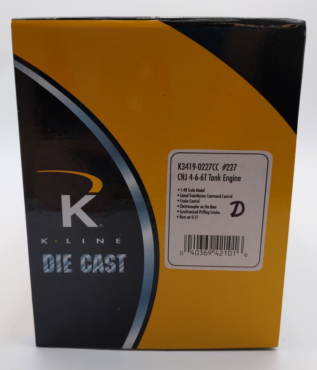 K-Line K3419-0227CC O Central New Jersey 4-6-6T Tank Engine #227 EX/Box