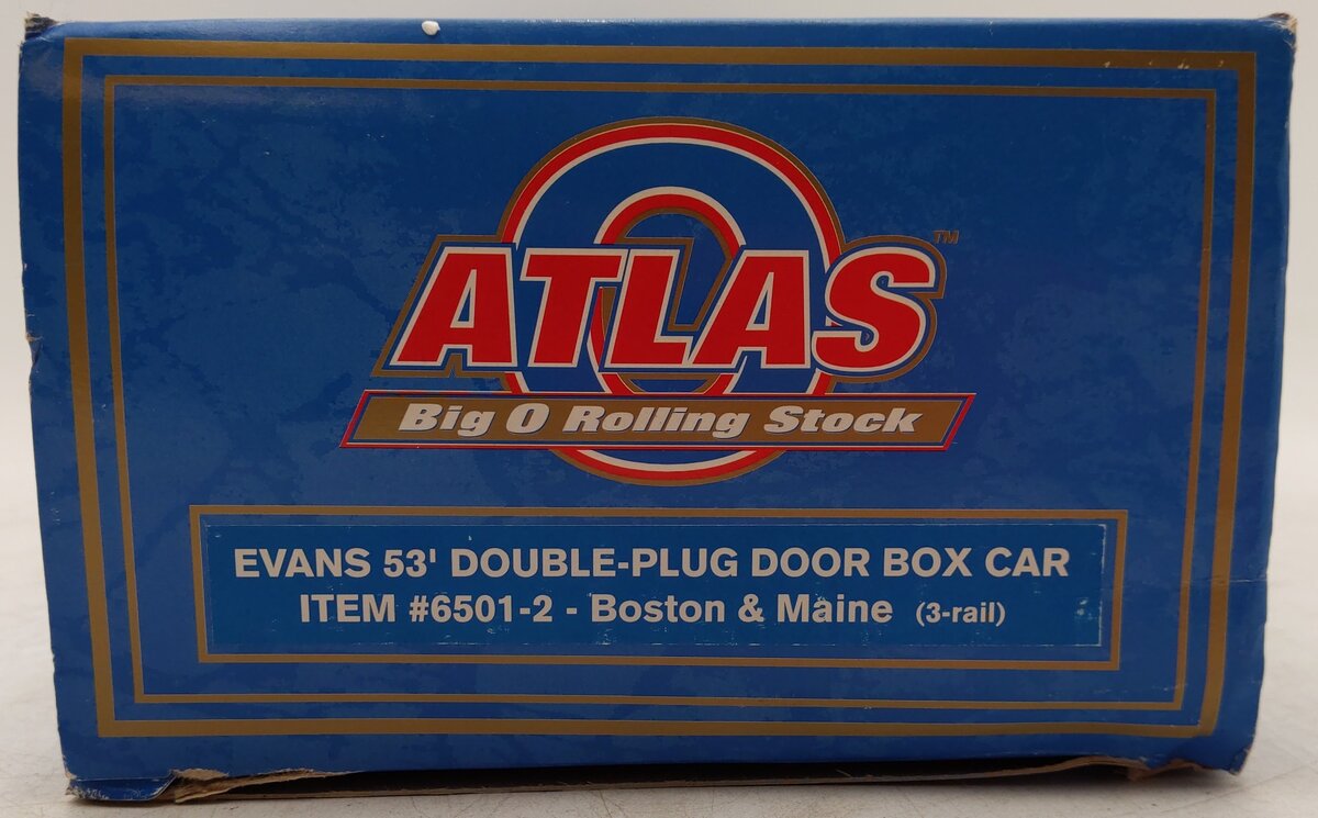 Atlas 6501-2 O Gauge Boston & Maine 53' Double Plug Door Boxcar #111 (3 Rail) EX/Box