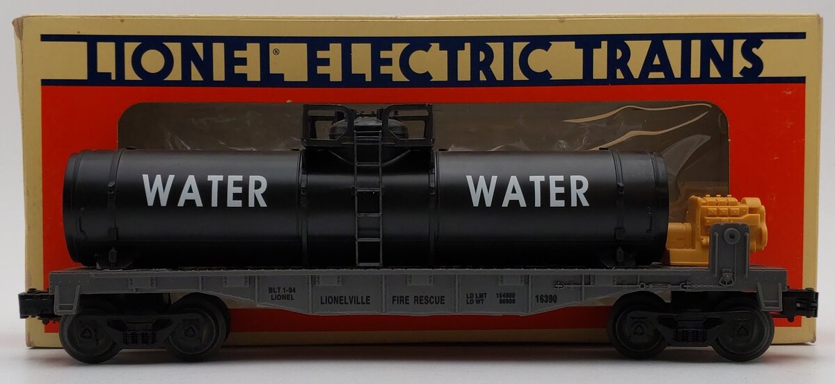 Lionel 6-16390 O Gauge Lionelville Fire Rescue Flatcar w/Water Tank EX/Box