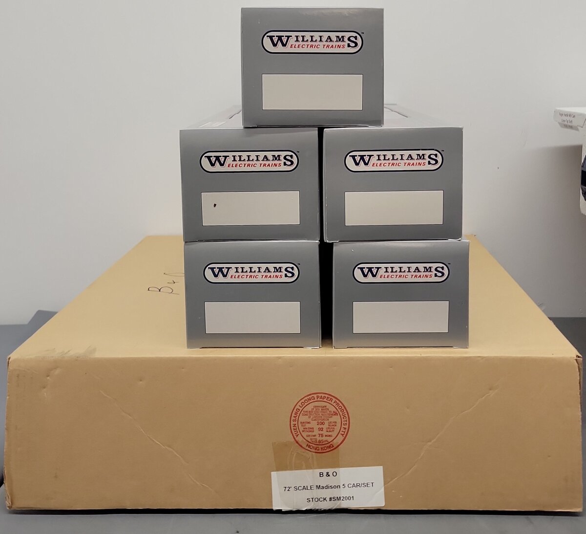 Williams O Gauge Baltimore and Ohio Madison Passenger 5- Car Set W/ Illumination LN/Box