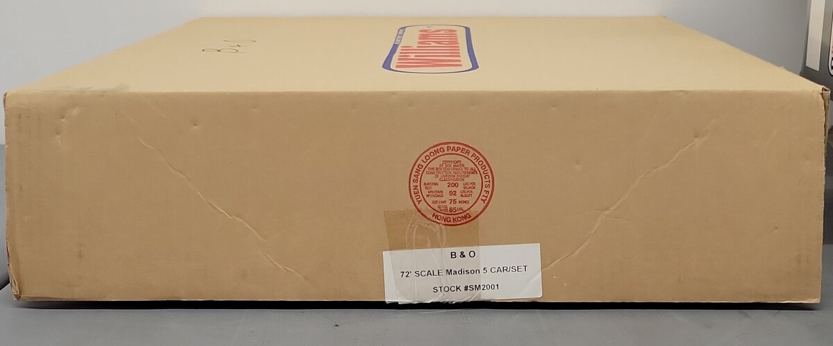 Williams O Gauge Baltimore and Ohio Madison Passenger 5- Car Set W/ Illumination LN/Box