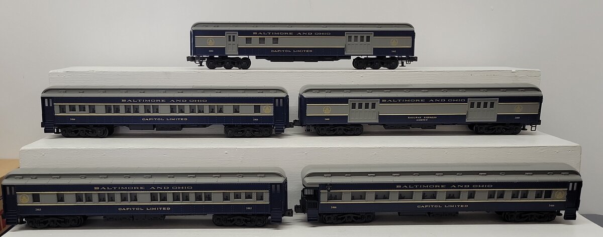Williams O Gauge Baltimore and Ohio Madison Passenger 5- Car Set W/ Illumination LN/Box