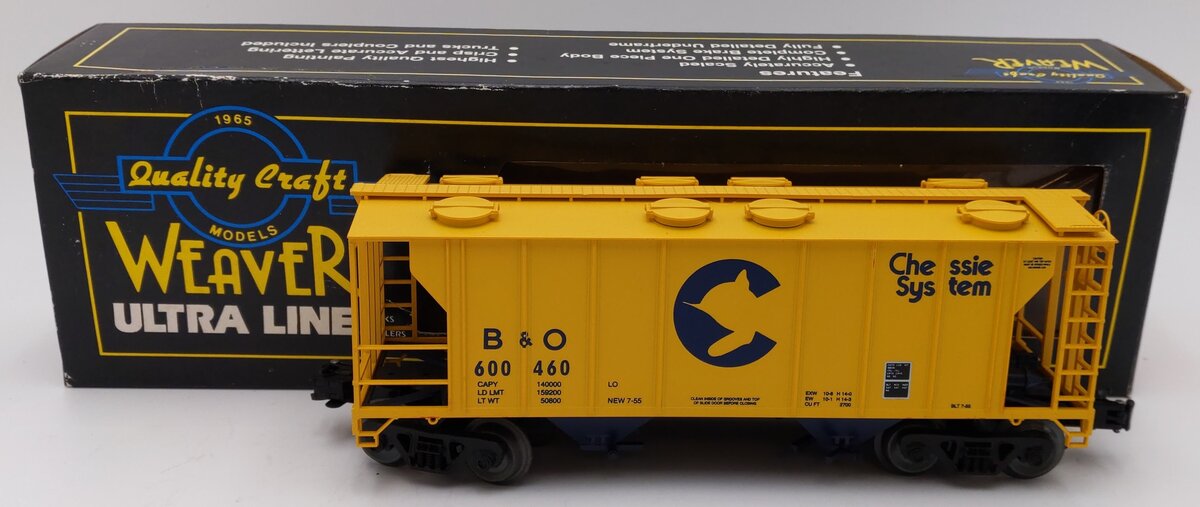 Weaver 600460 O Gauge Baltimore & Ohio Chessie PS-2 #3 Hi-Rail Hopper Car EX/Box