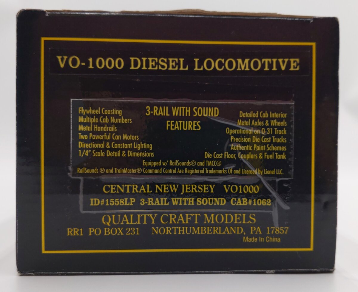 Weaver 1558LP O CNJ Baldwin VO-1000 Diesel Locomotive #1062 w/ Sound LN/Box