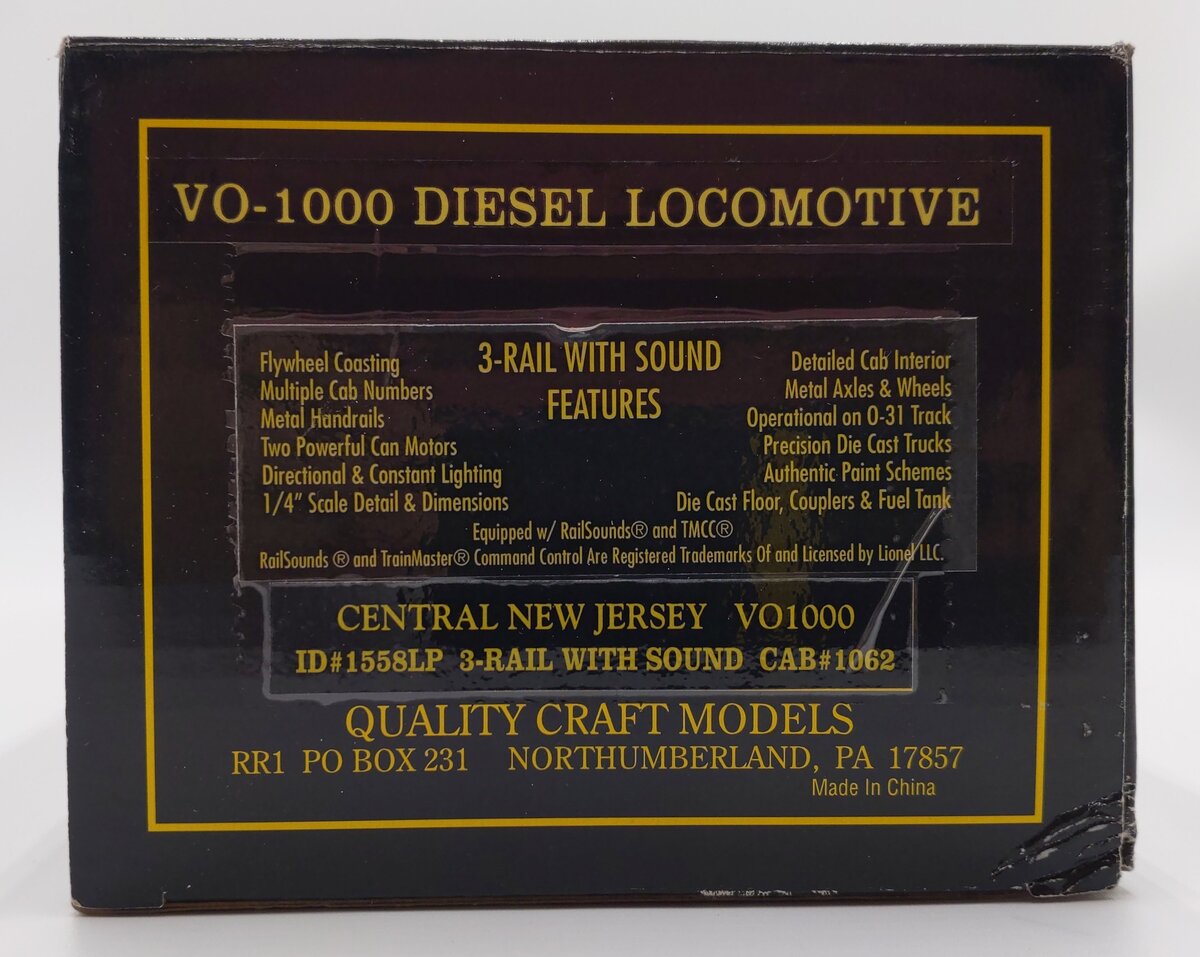 Weaver 1558LP O CNJ Baldwin VO-1000 Diesel Locomotive #1062 w/ Sound LN/Box