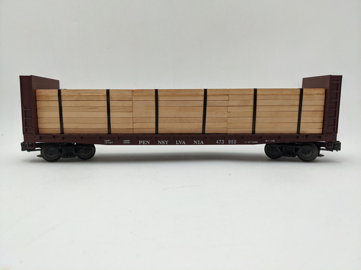 Weaver U2703 O Gauge PRR 50' Bulkhead Flatcar 3-Rail #473950 VG