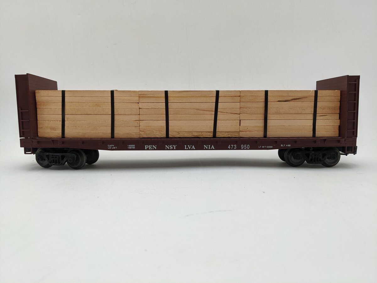 Weaver U2703 O Gauge PRR 50' Bulkhead Flatcar 3-Rail #473950 VG