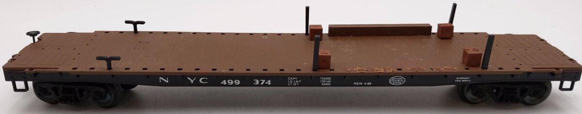 Weaver 4081 O Gauge New York Central Hi-Rail 50' Flatcar #499374 VG/Box