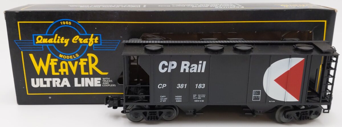 Weaver U1909 O Gauge CP Rail PS-2 Covered Hopper #381183 (3-Rail) EX/Box