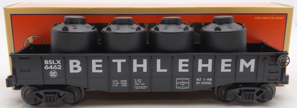 Lionel 6-26905 O Gauge Bethlehem Steel Gondola Car with Canisters #6462 EX/Box