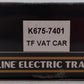 K-Line K675-7401 O Gauge Toy Fair Keokuk Vat Car LN/Box
