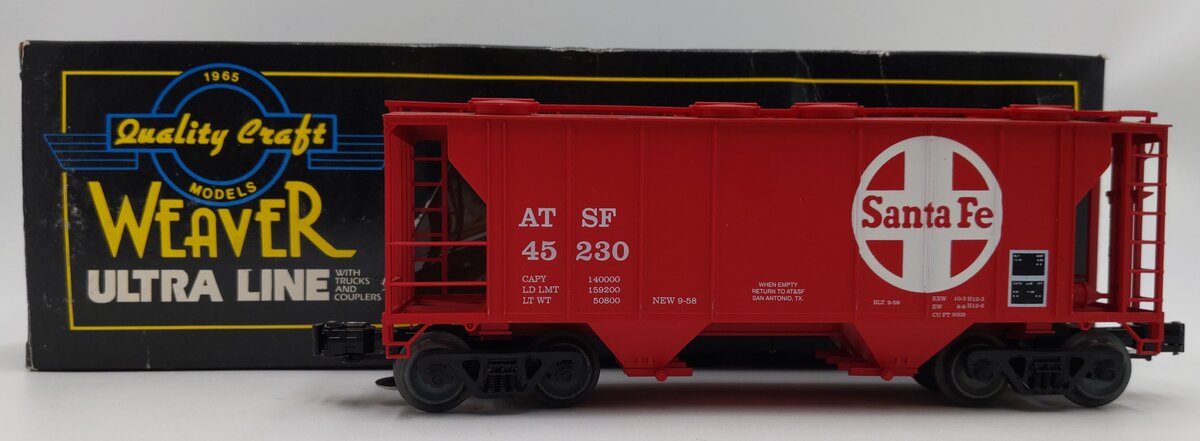 Weaver 45230 O Gauge Santa Fe Hopper (3-Rail) LN/Box