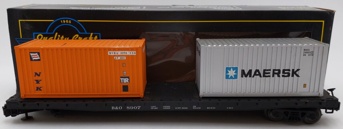 Weaver U4705 O Gauge Baltimore & Ohio 50' Flatcar w/Containers #8907 (3-Rail) VG/Box