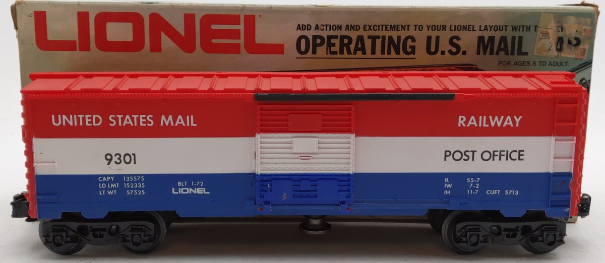 Lionel 6-9301 O Gauge US Mail Operating Boxcar #9301 - Without Mailbag EX/Box