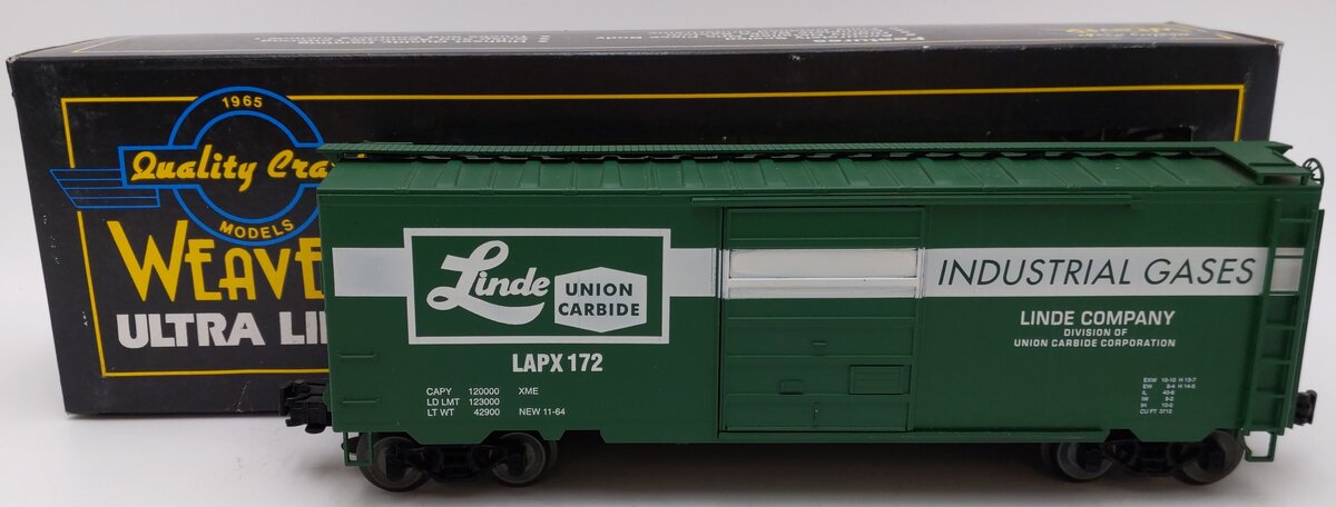 Weaver U2107 O Gauge Union Carbide Linde Boxcar #172 EX/Box
