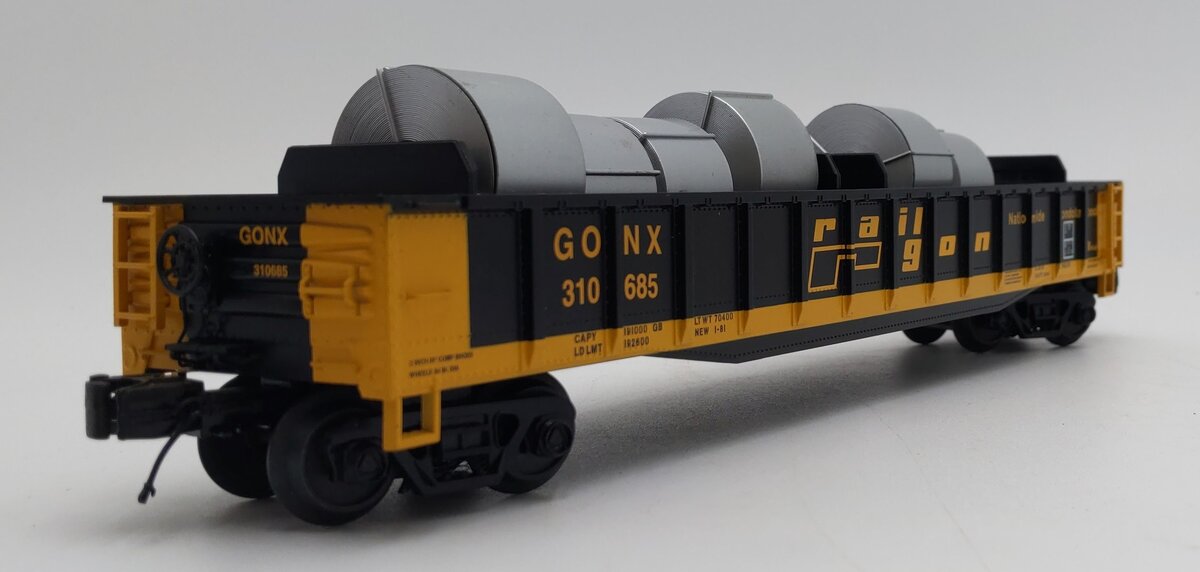 MTH 20-98874 O Railgon MTHRRC 2012 Gondola Car w/Coil Steel Load #310685 EX/Box