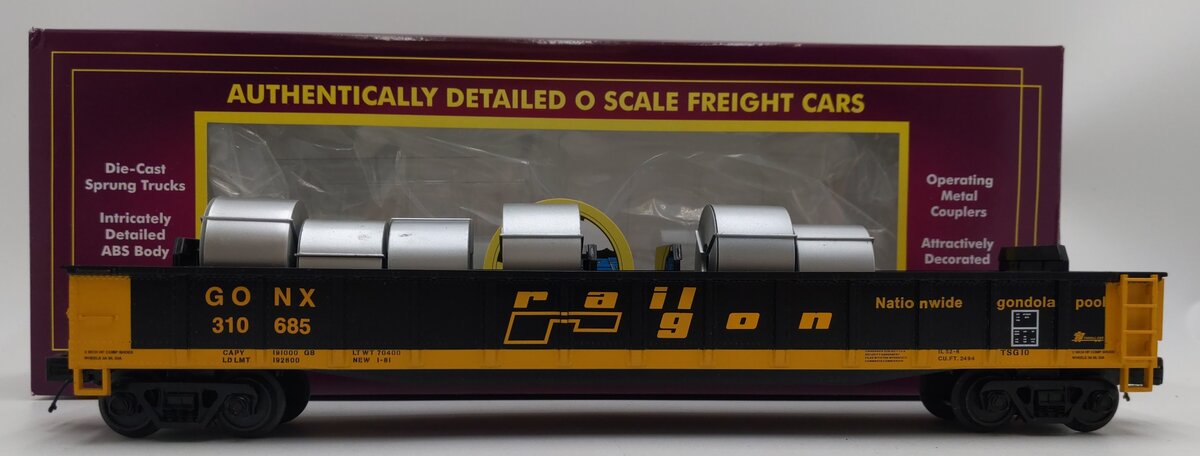 MTH 20-98874 O Railgon MTHRRC 2012 Gondola Car w/Coil Steel Load #310685 EX/Box