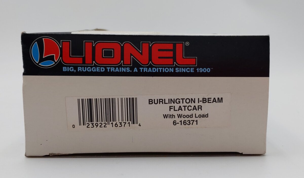 Lionel 6-16371 O Gauge Burlington Northern I-Beam Flat Car #16371 w/Wood Load LN/Box