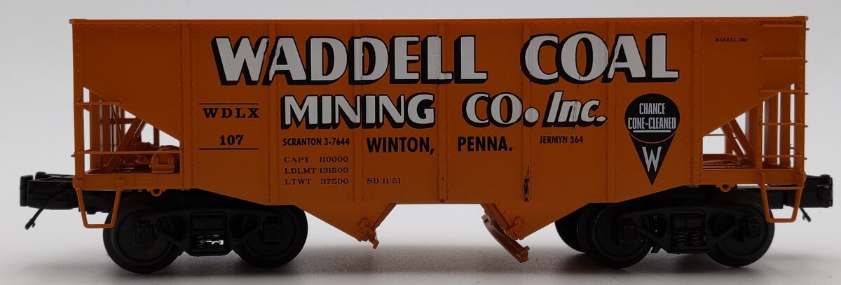 MTH 20-97200 O Waddell Coal MTHRRC 2007 Fish Belly Hopper Car w/Load #107 EX/Box