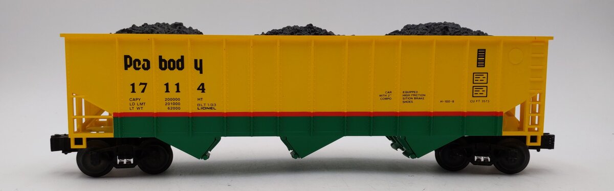 Lionel 6-17114 O Gauge Peabody 3-Bay Hopper with Coal Load LN/Box