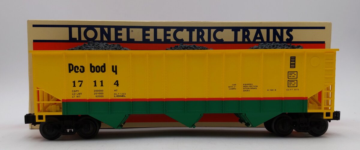 Lionel 6-17114 O Gauge Peabody 3-Bay Hopper with Coal Load LN/Box