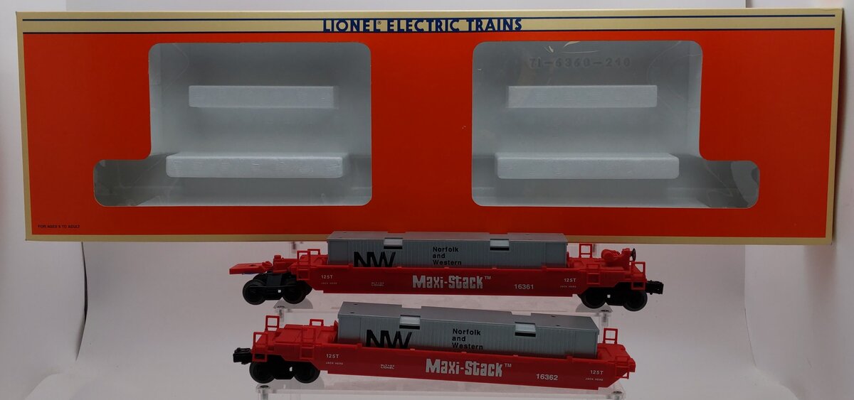 Lionel 6-16360 Norfolk & Western Maxistack 2-Car Intermodal Set VG/Box