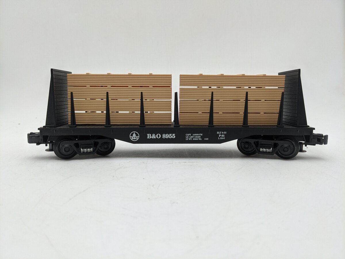 Industrial Rail 7502 O Baltimore & Ohio Flatcar w/Bulkheads & Stakes #8955 EX