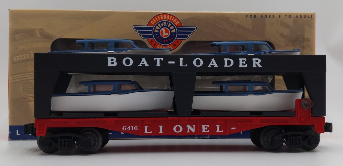 Lionel 6-19428 O Gauge PWC Boat Loader Flatcar #6416 with 4 Boats EX/Box
