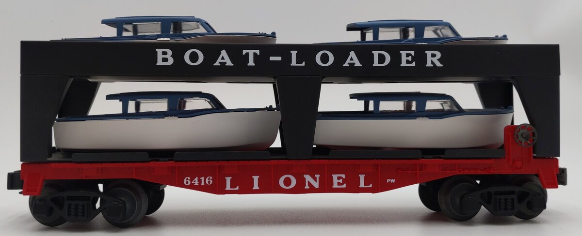 Lionel 6-19428 O Gauge PWC Boat Loader Flatcar #6416 with 4 Boats EX/Box