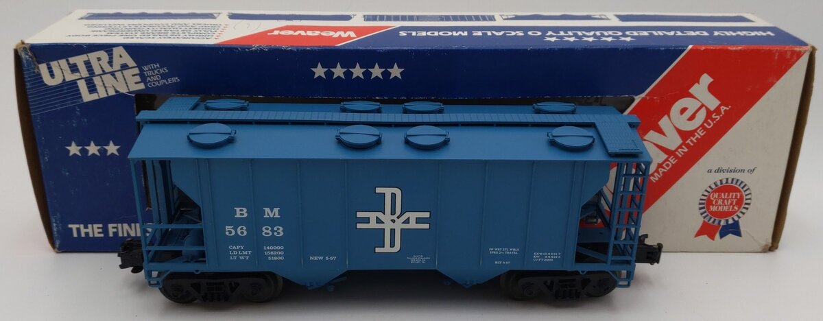 Weaver O Gauge 2119 Boston & Maine Covered Hopper Car #5683 EX/Box