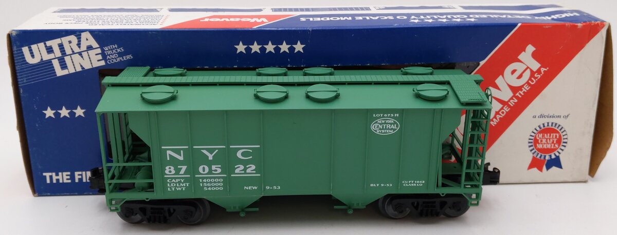 Weaver 2124 Bev-Bel New York Central 34' PS-2 Covered Hopper #870522 (3 Rail) EX/Box