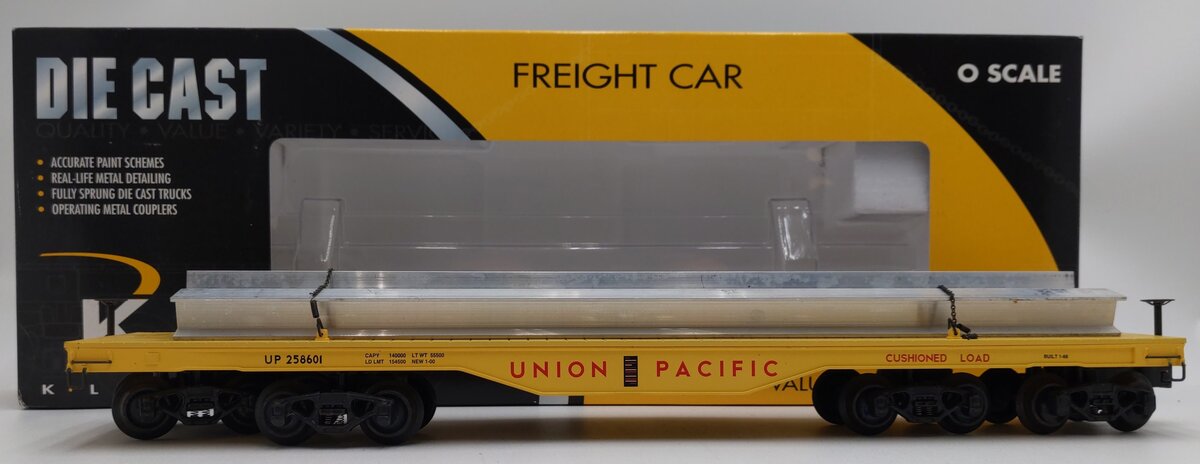 K-Line K693-2111 O Gauge Union Pacific Diecast Flatcar w/ I-Beams #258601 EX/Box